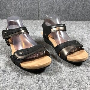 Rockport Cobb Hill Sandals Womens 11 Black Wedge Slingback Comfort CCK19BK